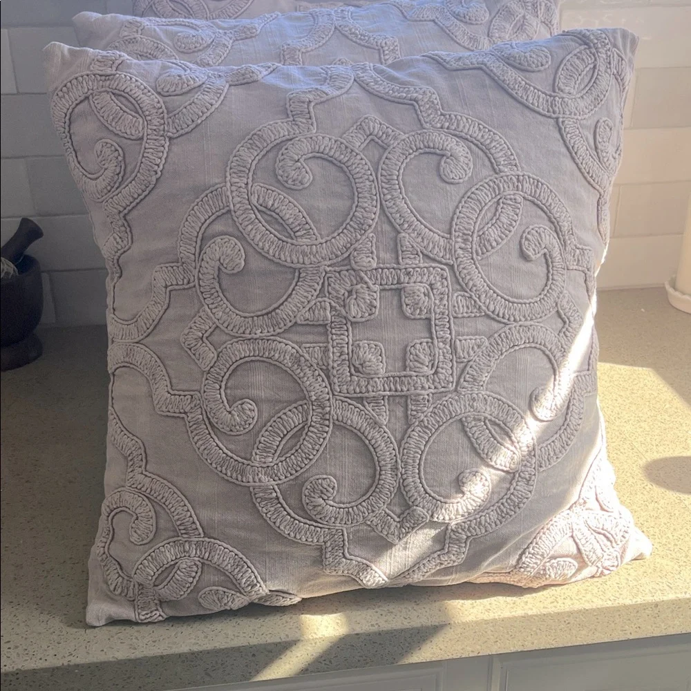 Pottery Barn Textured Mauve Tone Cotton Pillow Covers